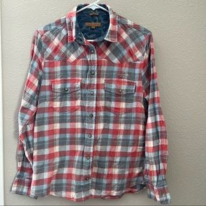 JACHS Girlfriend Bea Plaid Women's Button Down Snap Closure Shirt Size S
